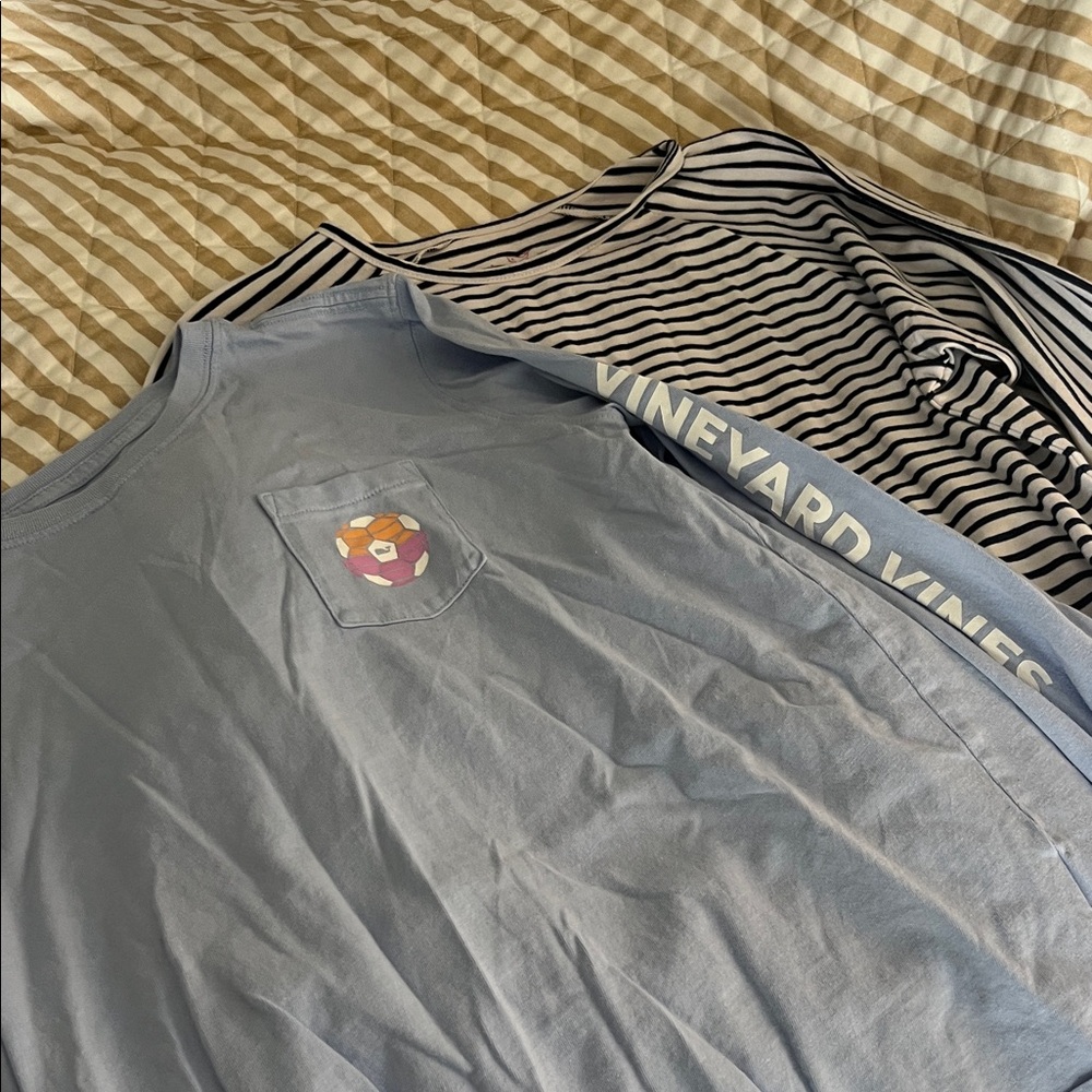 Vineyard Vines Light Blue and Navy Striped Tees